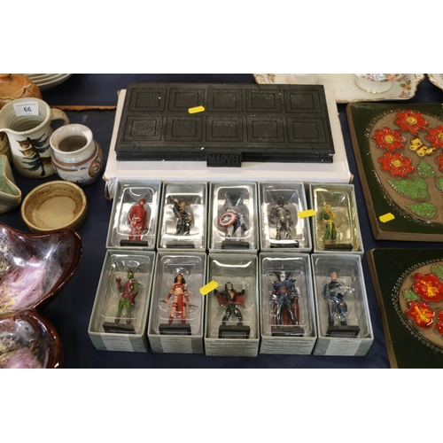 70 - Ten Eaglemoss Marvel Comic models with stand.