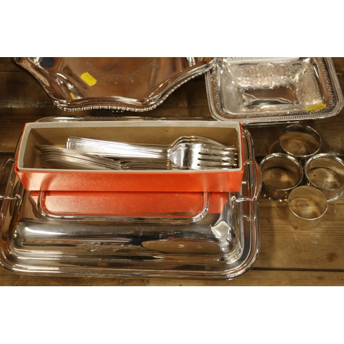 99 - Silver-plated entrée dish, a tea caddy, etc.