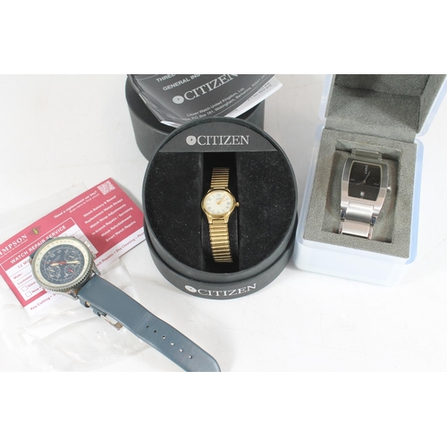 517 - Citizen gilt metal watch in original box together with a Sekonda chronograph and a boxed DKNY wristw... 