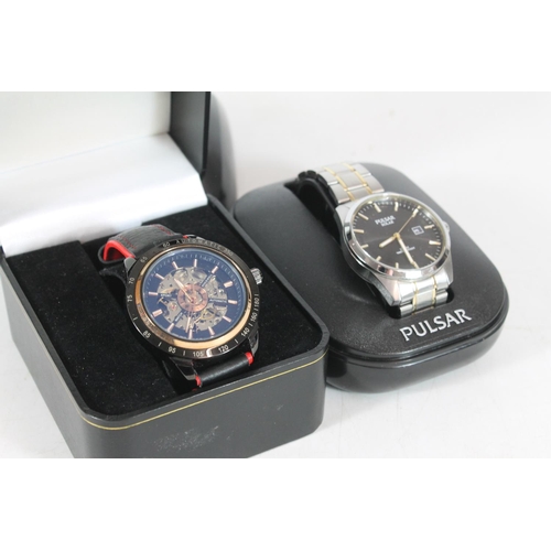 518 - Pulsar Solar gents wristwatch in original box together with a Stockwell Automatic sport watch (2)