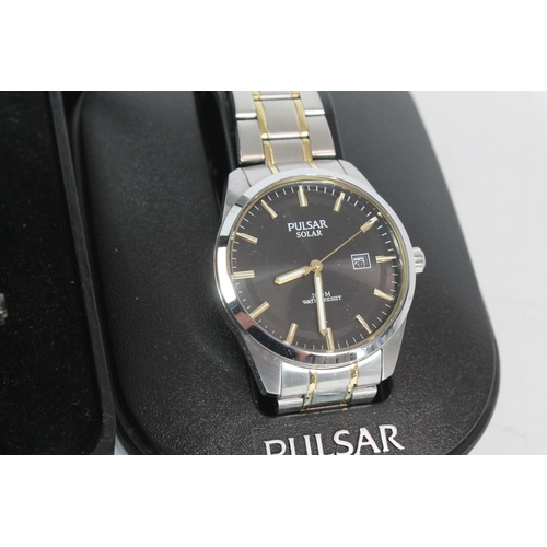 518 - Pulsar Solar gents wristwatch in original box together with a Stockwell Automatic sport watch (2)