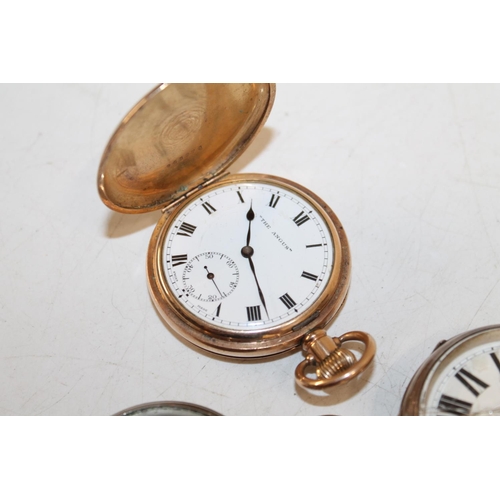 532 - Two silver pocket watches together with a gold plated Dennison pocket watch (3)