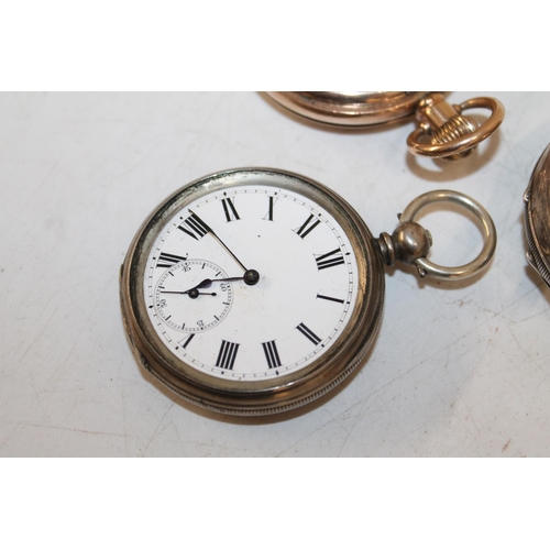 532 - Two silver pocket watches together with a gold plated Dennison pocket watch (3)