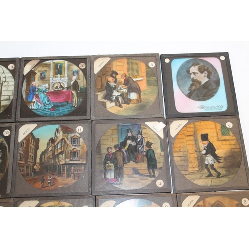 557 - Full set of 24 Victorian 'Chimes' magic lantern slides story set after the novella by Charles Dicken... 