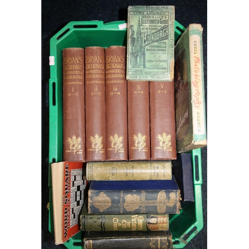 269 - Box of books to include Bryans dictionary of Painters and Engravers five volumes, Ward and Locks Ill... 