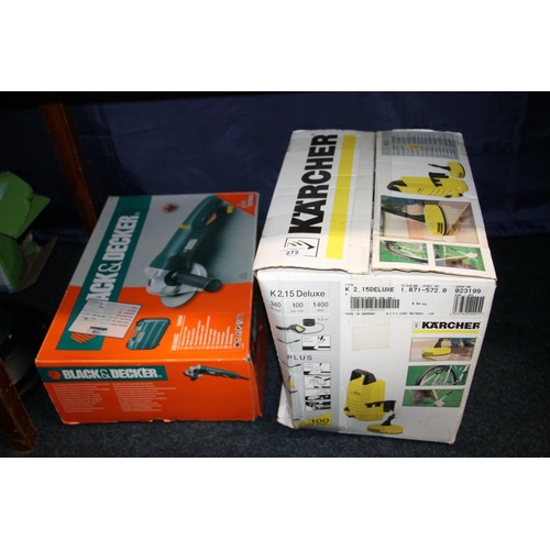 272 - Boxed Black and Decker angle grinder and a Karcher boxed cleaner.