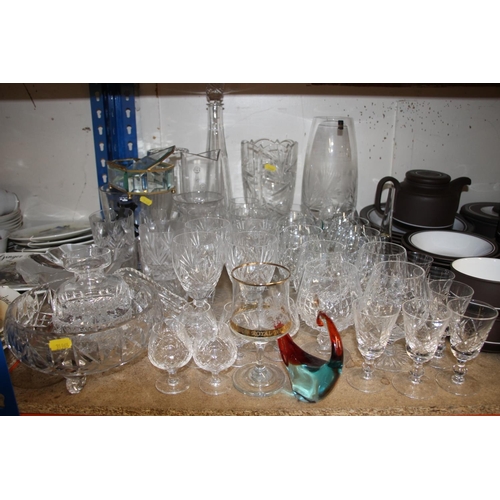 295 - Glassware to include goblets, wine glasses, cut glass vase, etc.