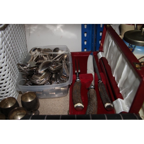 299 - Large collection of flatware, cased flatware, napkin rings, etc.