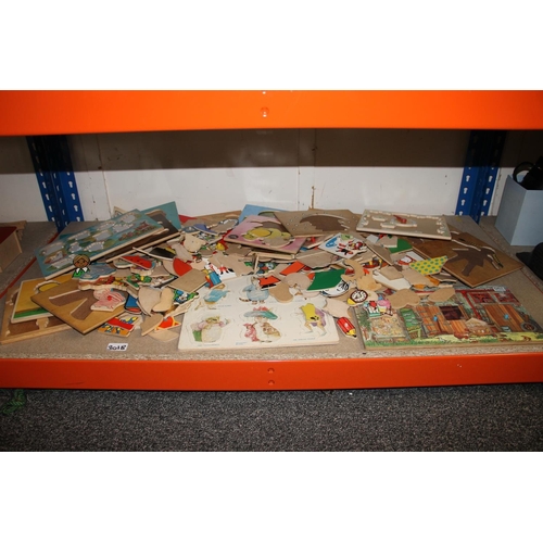 331 - Vintage children's wooden puzzles and jigsaws to include Willis Toys, Galt Toys, ELC, etc.