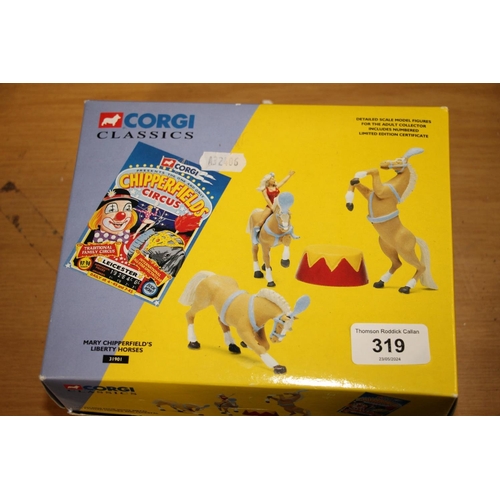 319 - Corgi Classic Marys Chipperfield Liberty horses, boxed.