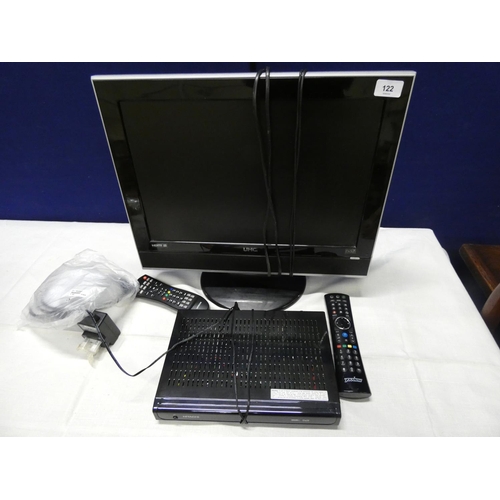 122 - Small flat screen tv and digital recorder.