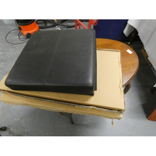 139 - Jigsaw or craft table, a folding stool, and a foot stool.