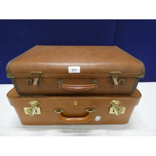 171 - Two small vintage suitcases.