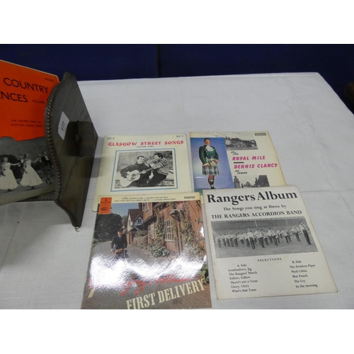 177 - Various Scottish country dancing records and oak book trough.