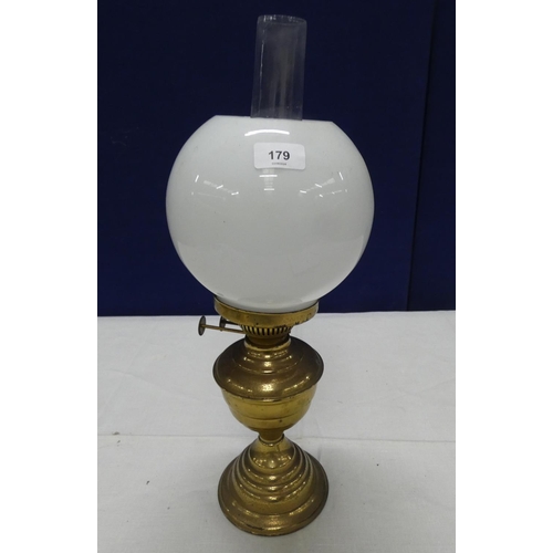 179 - Large brass oil lamp.