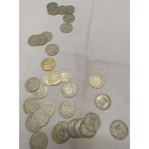 184 - Small bag of silver sixpences.Gross weight 88g.