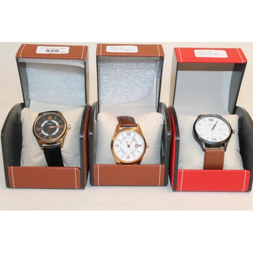 526 - Three L A Banus gents wristwatches, boxed.