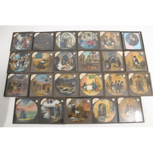 557 - Full set of 24 Victorian 'Chimes' magic lantern slides story set after the novella by Charles Dicken... 