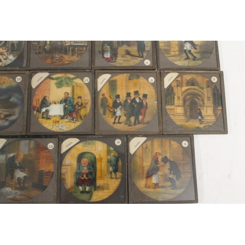 557 - Full set of 24 Victorian 'Chimes' magic lantern slides story set after the novella by Charles Dicken... 