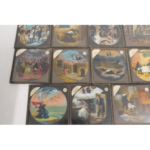 557 - Full set of 24 Victorian 'Chimes' magic lantern slides story set after the novella by Charles Dicken... 