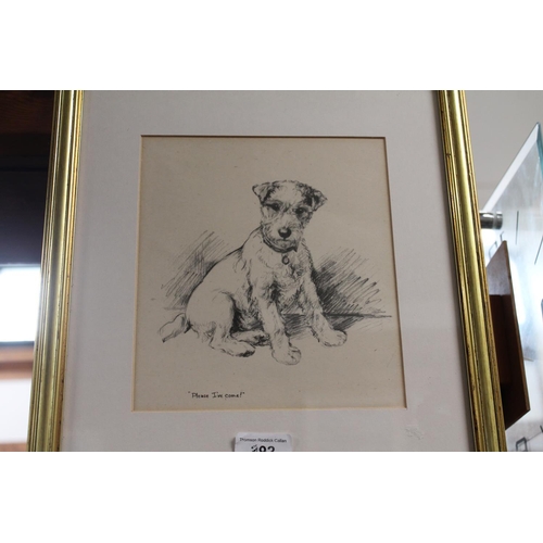 392 - K F BARKER, two prints of dogs to include 'Please are you my Daddy' and another.