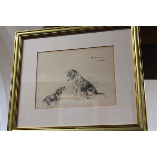 392 - K F BARKER, two prints of dogs to include 'Please are you my Daddy' and another.