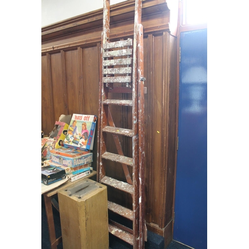 663 - Pair of vintage wooden painters ladders