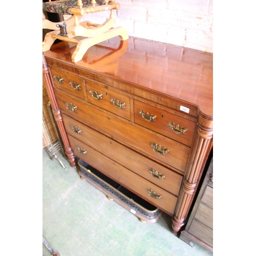 569 - Victorian mahogany chest of three short over three long drawers, 110cm high.