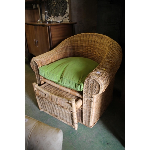 572 - Conservatory wicker armchair, 52cm high.