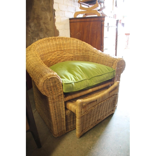 572 - Conservatory wicker armchair, 52cm high.