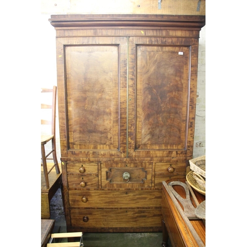 589 - Scottish 19th century linen press, 224cm high.