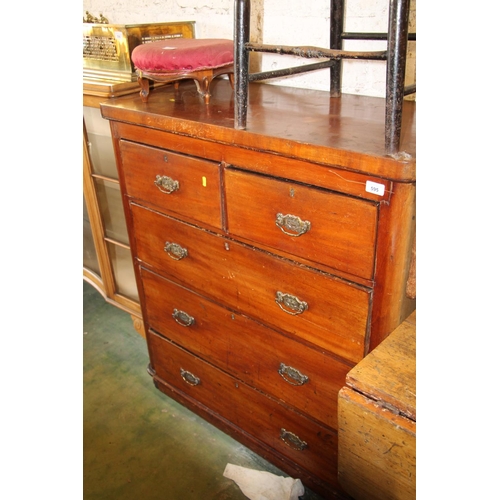 595 - Late 19th century mahogany chest of two short over three long drawers.