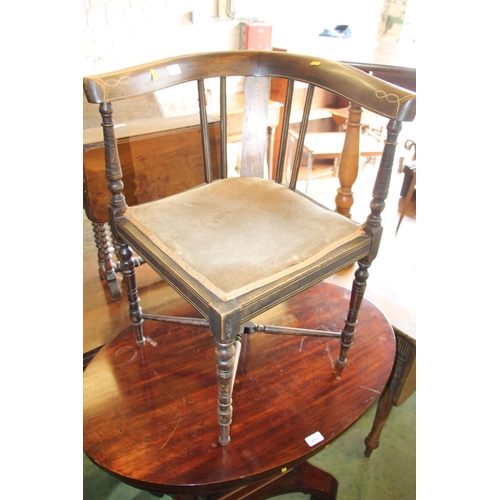 612 - Edwardian inlaid corner chair.