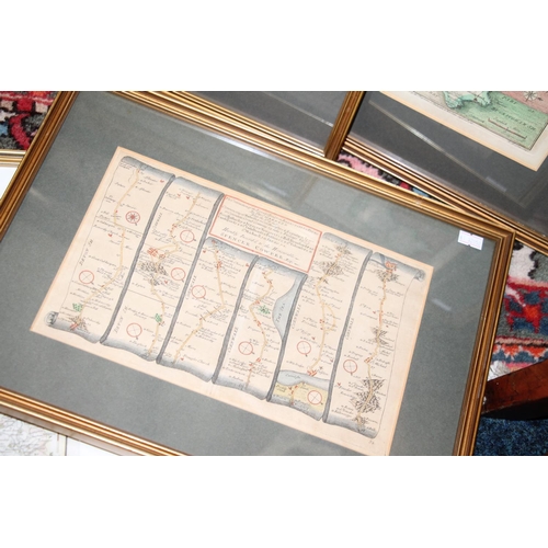 494 - Ten framed maps of England to include Oxfordshire, Berkshire, Cornwall, Middlesex etc., the largest ... 