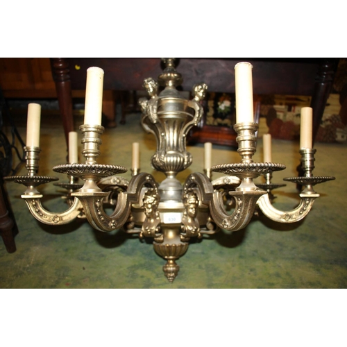 630 - Metal framed Rococo style chandelier.