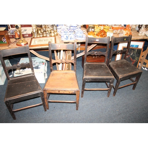 677 - Four ebonized oak hall chairs