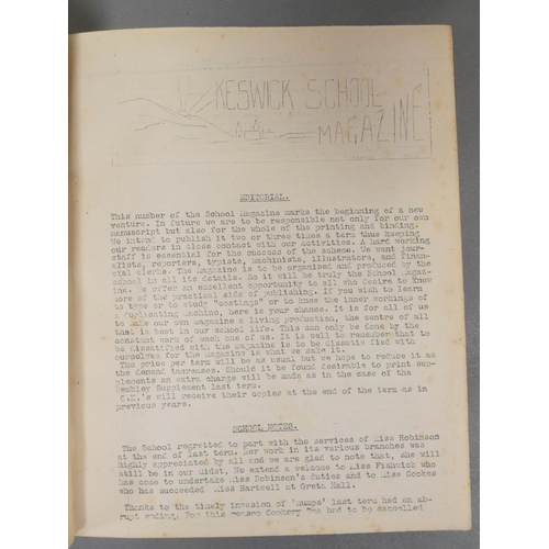 102 - Keswick School Magazine.  9 bound vols. Various dates, December 1899 - Summer 1936; also K... 