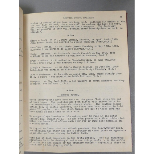 102 - Keswick School Magazine.  9 bound vols. Various dates, December 1899 - Summer 1936; also K... 