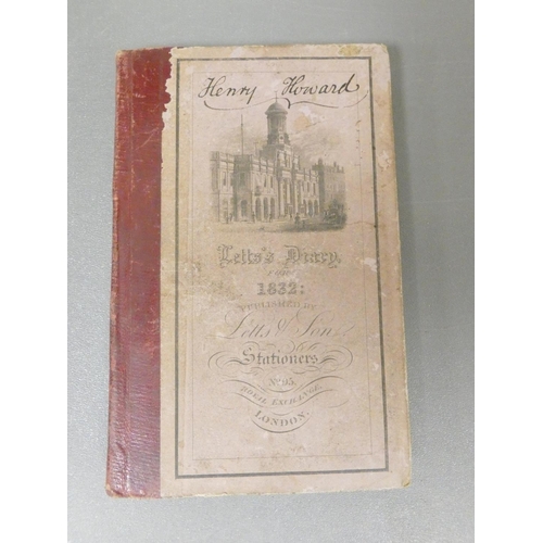 104 - HOWARD HENRY, of Corby Castle.  Letts's Diary or Bills Due Book & Almanack for 1832, 1839, 1841 ... 