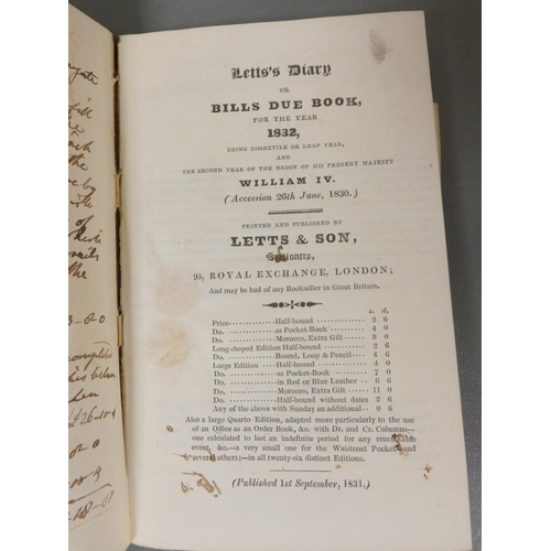 104 - HOWARD HENRY, of Corby Castle.  Letts's Diary or Bills Due Book & Almanack for 1832, 1839, 1841 ... 