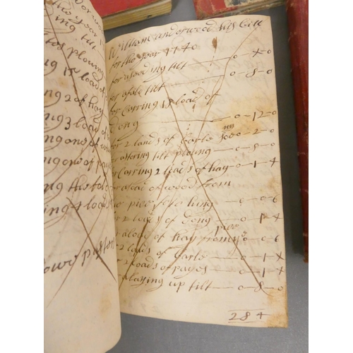 105 - Manuscript Accounts Books.  Mid 18th century limp vellum notebook of agricultural accounts; another ... 