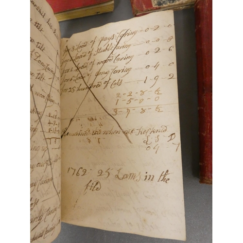 105 - Manuscript Accounts Books.  Mid 18th century limp vellum notebook of agricultural accounts; another ... 