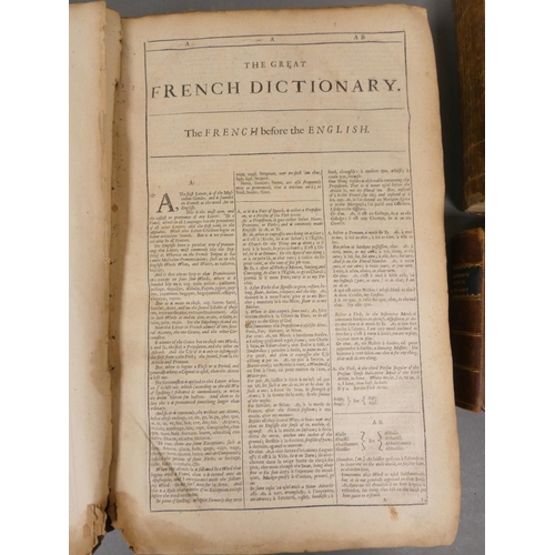 109 - MIEGE GUY.  The Great French Dictionary. Folio. Worn cond. in orig. brds., lacking backstr... 