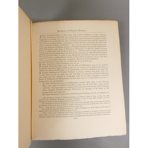 112 - FOSTER JOSEPH.  The Descendants of John Backhouse, Yeoman of Moss Side, Near Yealand Redman, Lancash... 