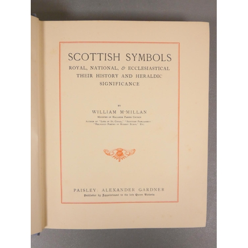 93 - MCMILLAN WILLIAM.  Scottish Symbols. Col. frontis. Plates & illus. Square format. Orig... 