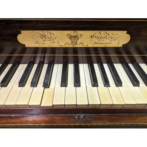 587 - Victorian mahogany table piano, plaque reading R Quest of Bury St Edmunds.Ivory exemption code - BC5... 