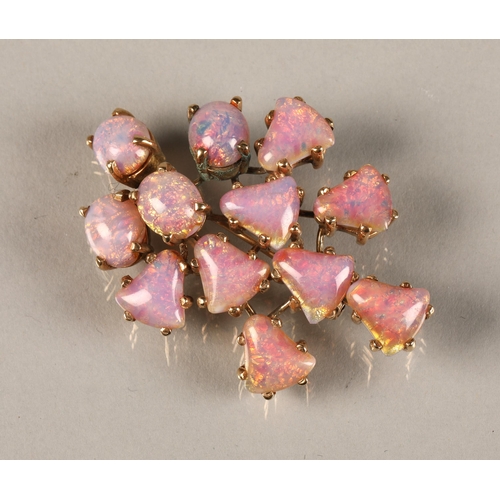 171 - Ladies opal cluster brooch, each opal approx 2 carat.