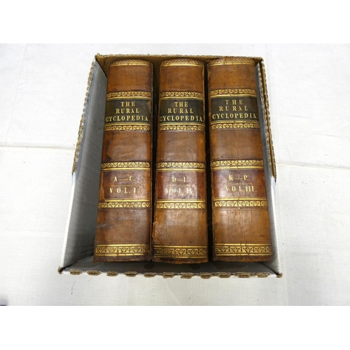 221 - Three 1847 leather bound Rural Encyclopedia, vols. 6. 7 & 8.