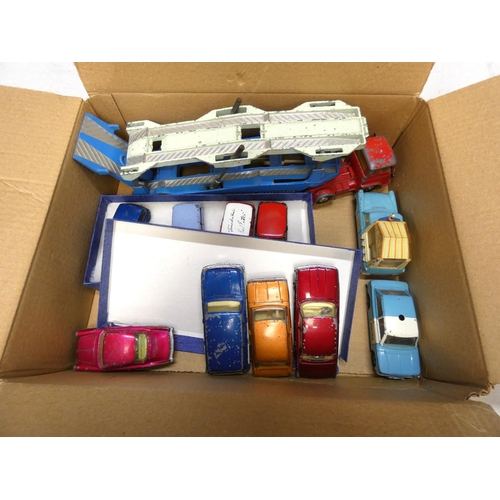 226 - Box of Corgi die cast cars, all play worn.