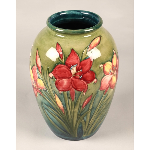 33 - Large Moorcroft pottery vase in the hibiscus pattern, (some damage) 33cm high.